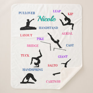 Gymnastics Skills Typography  Sherpa Blanket