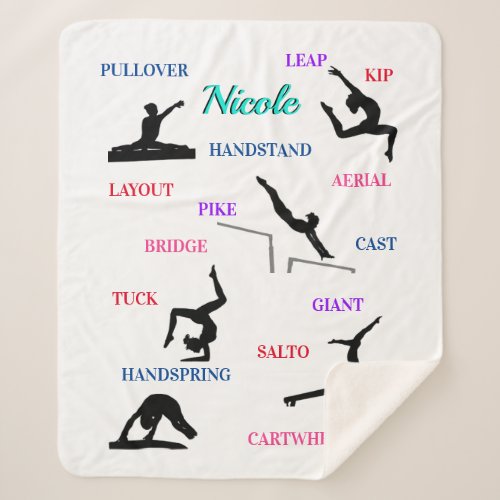 Gymnastics Skills Typography  Sherpa Blanket