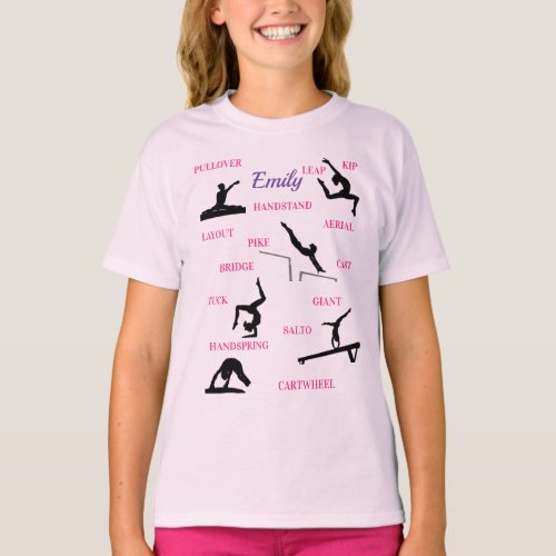 Gymnastics Skills Typography T_Shirt