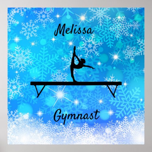 Gymnastics Snowflake Balance Beam  Poster