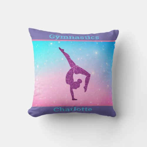 Gymnastics Sparkle Pastel Girly Throw Pillow