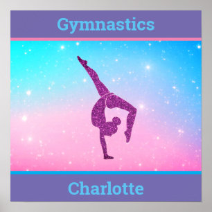 Gymnastics Sparkle Pastel Poster with Her Name