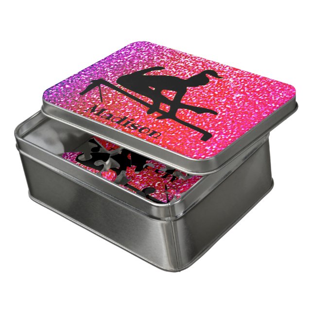 Gymnastics Sparkle Uneven Bars Personalized Puzzle (Lid Open)