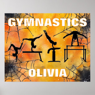 Gymnastics Spooky Spiderweb Halloween Poster