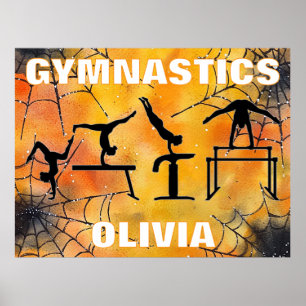 Gymnastics Spooky Spiderweb Halloween Poster