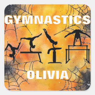 Gymnastics Spooky Spiderweb Halloween  Square Sticker