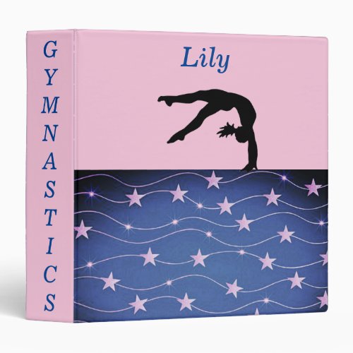 Gymnastics Stars Back Handspring Personalized 3 Ring Binder