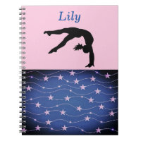 Gymnastics Stars Pink and Blue Personalized Notebook