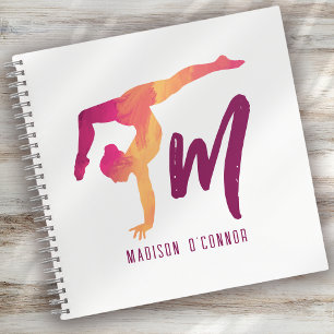 Gymnastics Stationery Monogram Initial Pose Notebook