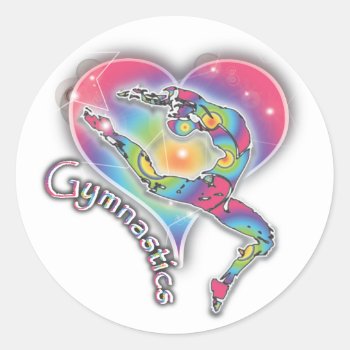 Gymnastics Sticker With Heart And Rainbow by souljournals at Zazzle
