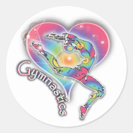 Gymnastics Sticker With Heart And Rainbow