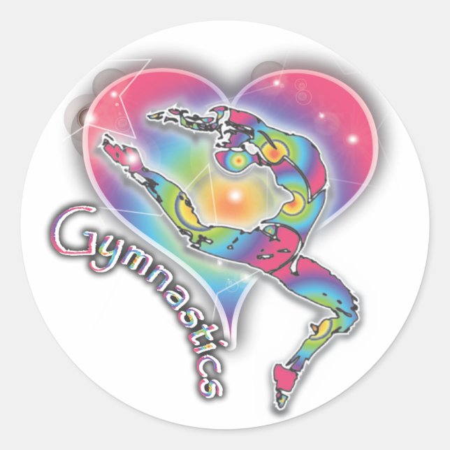 Gymnastics Sticker with Heart and Rainbow (Front)