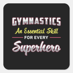 Gymnastics Superhero Acrobat Bars Beam Gymnast Square Sticker