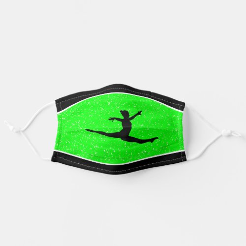 Gymnastics Switch Leap Lime Green Sparkle Adult Cloth Face Mask