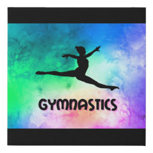 Gymnastics Switch Leap Watercolor Faux Canvas Print