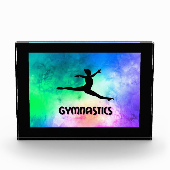 Gymnastics Switch Leap Watercolor Photo Block (Front)