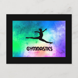 Gymnastics Switch Leap Watercolor Postcard