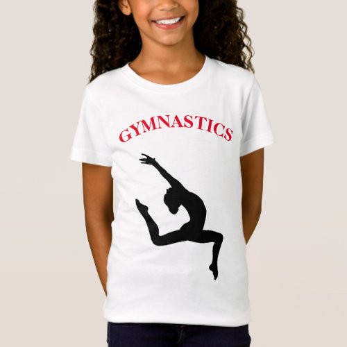 Gymnastics T_Shirt Leap Red  Black with Name