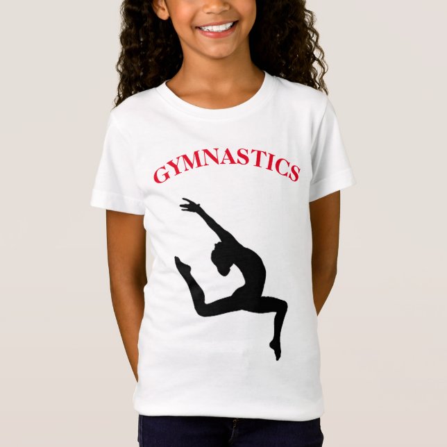 Gymnastics T-Shirt Leap Red / Black with Name (Front)