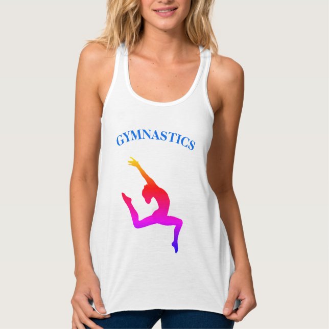 Gymnastics Tank Top Leap Rainbow with Name (Front)