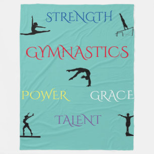 GYMNASTICS teal large fleece blanket. Blanket