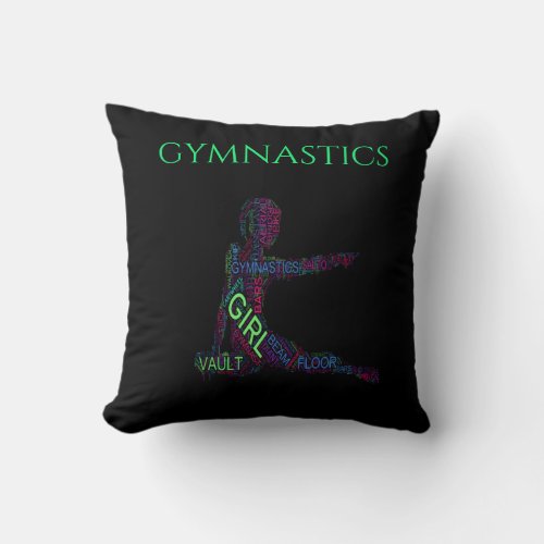 Gymnastics throw pillow in black