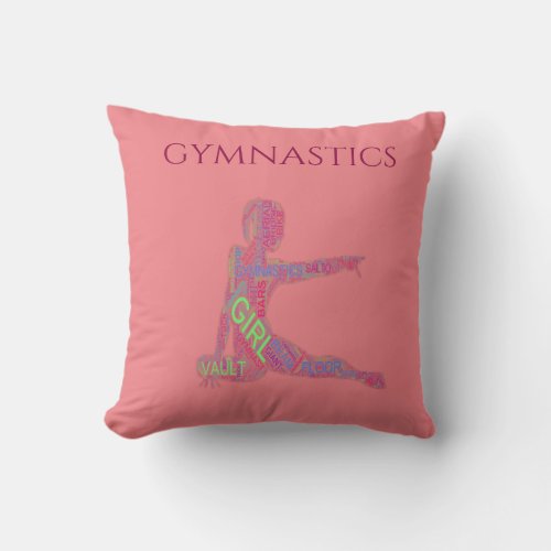 Gymnastics throw pillow in pink
