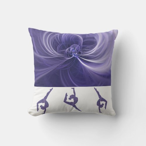 GYMNASTICS throw pillow in purple  white