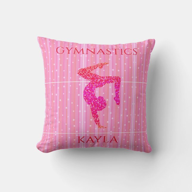 Gymnastics throw pillow.  Personalized name. Throw Pillow (Front)