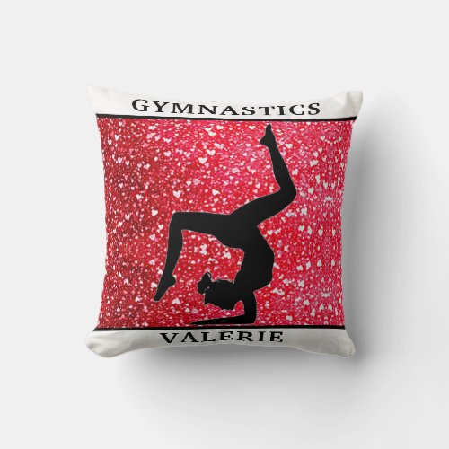 Gymnastics Throw Pillow w Name of Gymnast