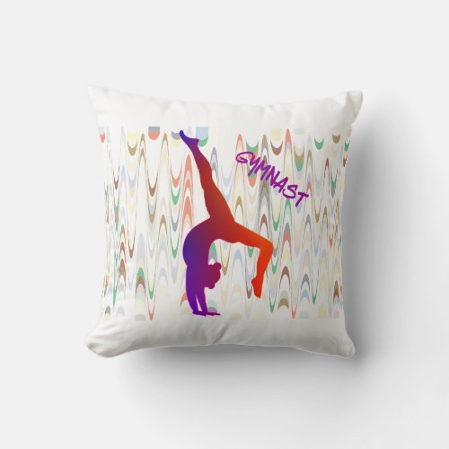 Gymnastics throw pillow with gymnast