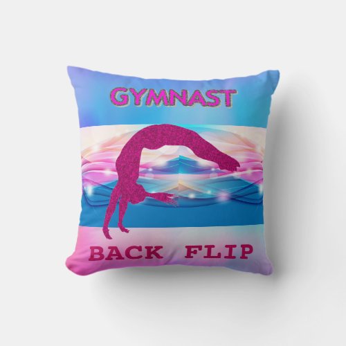 Gymnastics throw pillow with gymnast