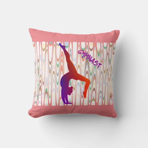 Gymnastics throw pillow with gymnast