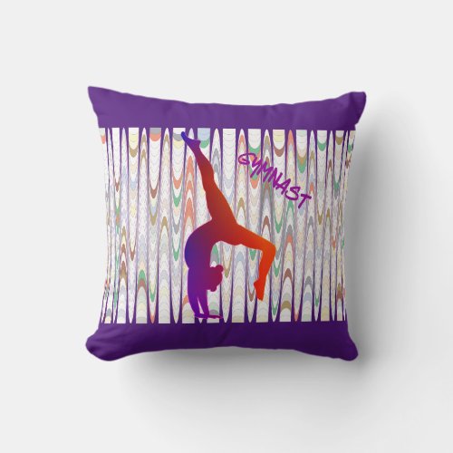 Gymnastics throw pillow with gymnast