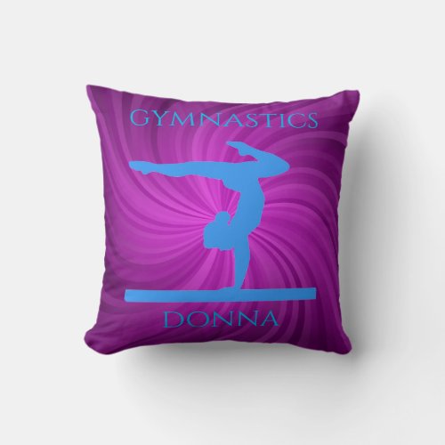 Gymnastics throw pillow with gymnast