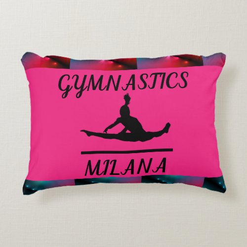 Gymnastics throw pillow with gymnast on uneven bar