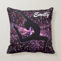 Gymnastics Throw Pillow with Name of Gymnast
