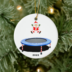 Gymnastics Trampoline Mrs. Claus Ceramic Ornament