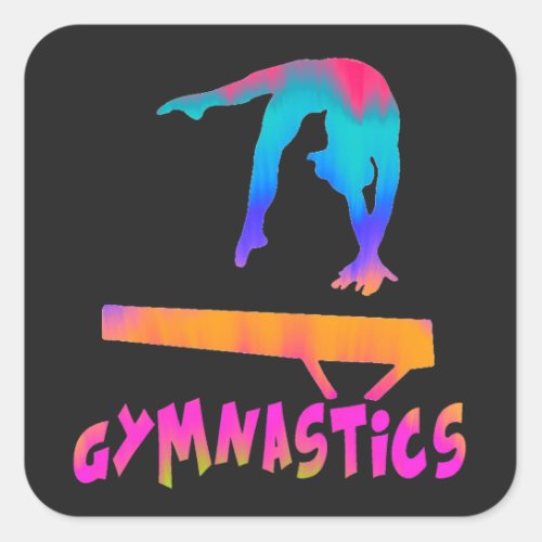 Gymnastics Tropical Tie_Dye Balance Beam  Square Sticker