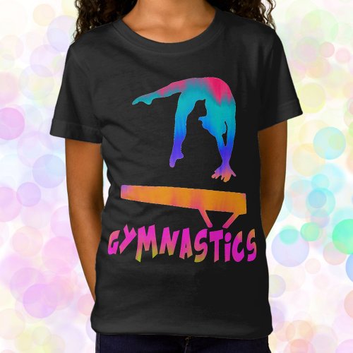Gymnastics Tropical Tie_Dye Balance Beam T_Shirt