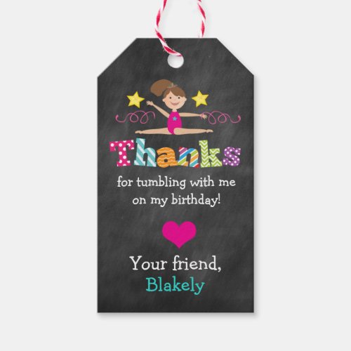 Gymnastics Tumble Birthday Party Favor Tag