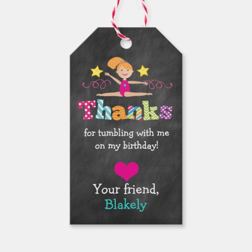 Gymnastics Tumble Birthday Party Favor Tag