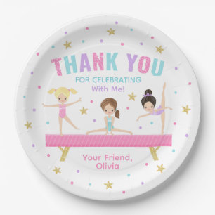 Gymnastics Tumble Pink Party Paper Plates