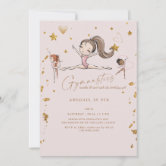 Blonde Gymnastics Tumble & Twirl Birthday Party Invitation