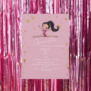 Gymnastics Tumble & Twirl Pink Birthday Party  Invitation