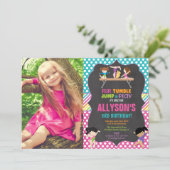 Gymnastics tumbling party birthday party photo invitation (Standing Front)