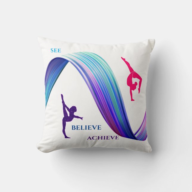 GYMNASTICS TWO SIDED THROW PILLOW. PILLOW (Front)