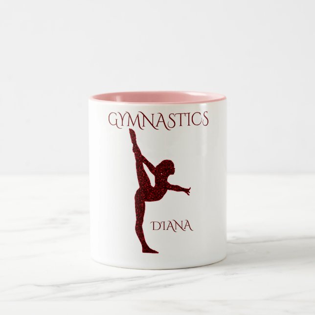 Gymnastics two toned personalized coffee mug. Two-Tone coffee mug (Center)
