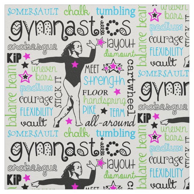 Gymnastics Typography Fabric (Swatch)
