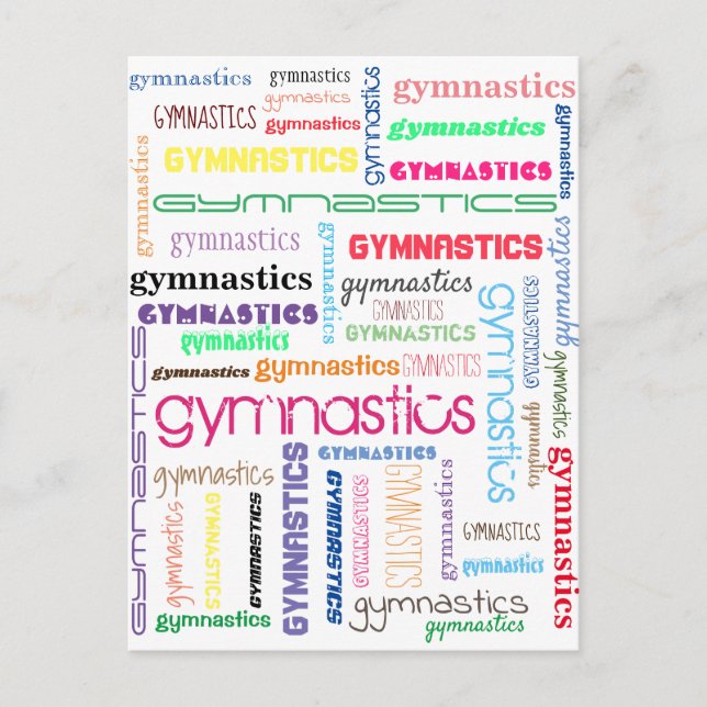 Gymnastics Typography Postcard (Front)